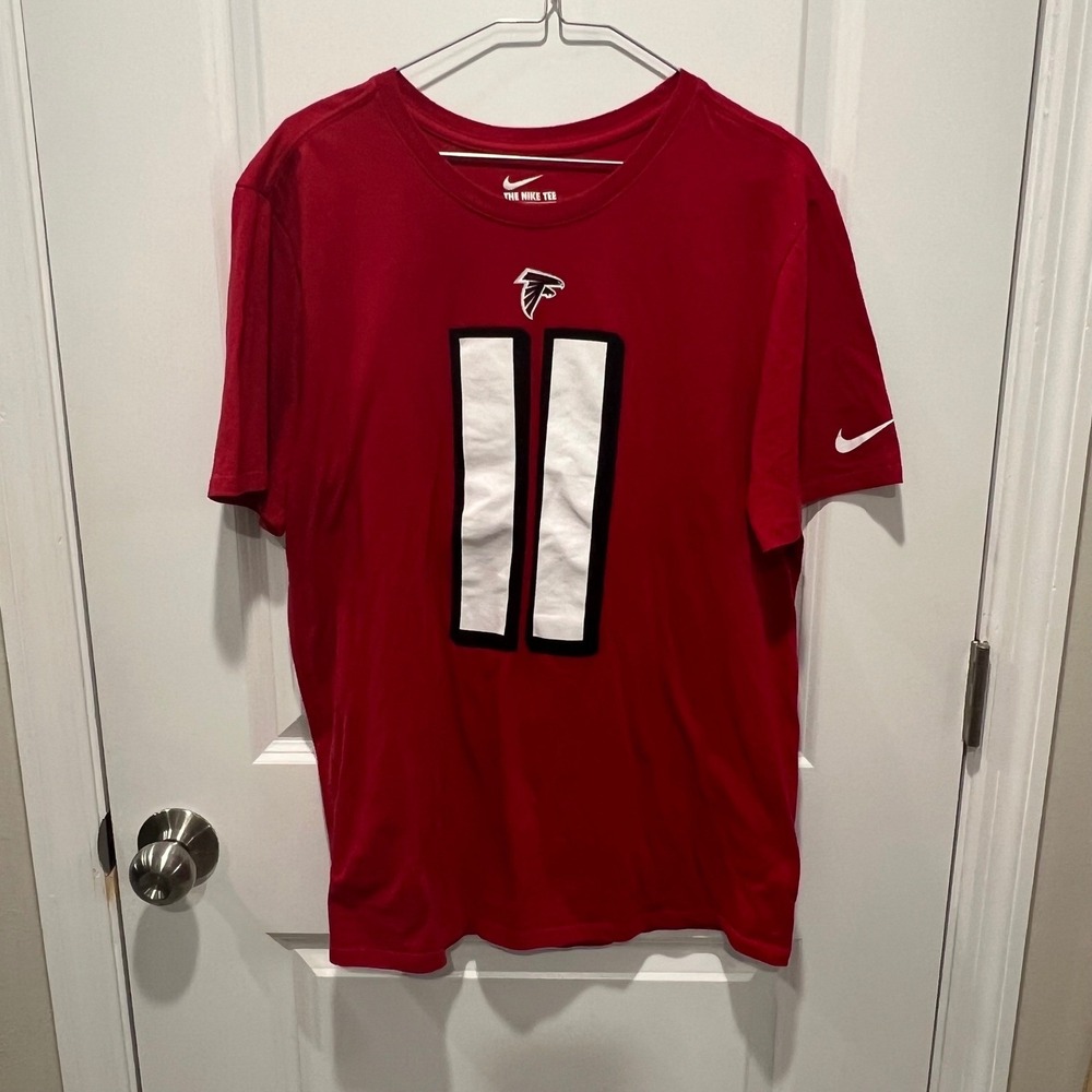 Nike Mens T-Shirt Atlanta Falcons Julio Jones 11 Red L - Picture 1 of 9